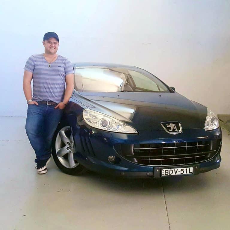 Kurtis from Dubbo with his Peugeot 507 coupe purchased from The Good Car Garage Newcastle